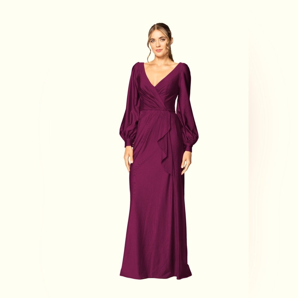 Gorgeous Bari Jay Sangria Long Sleeve Formal Gown